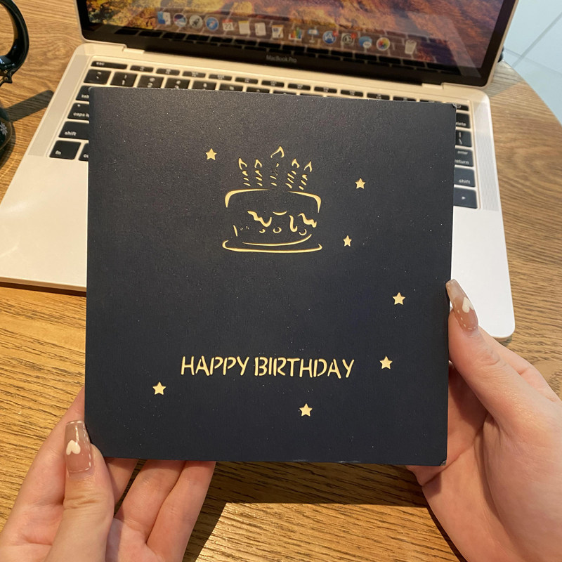 韩国ins创意可爱生日礼物少女心生日蛋糕祝福贺卡折叠3D立体卡片