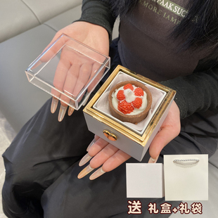 520玫瑰花翻转旋转戒指盒求婚表白神创意七夕女朋友生日礼物包装