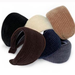 暮加宽超厚款 雪尼尔粗条绒6色大发箍原创纯色布艺发饰秋冬厚头箍