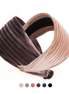 暮复古宫廷甜美丝绒发箍 宽边头箍修脸型光泽黑色高级感原创发饰