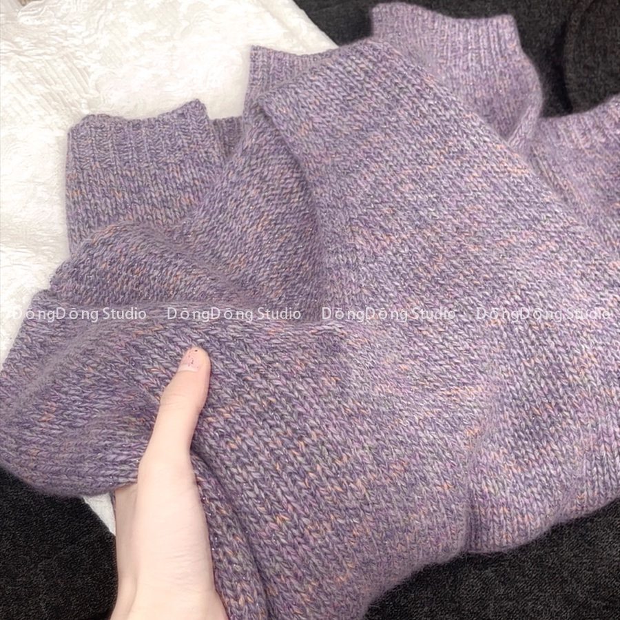 特！售完无补！花纱V领套头宽松长袖针织衫女士毛衣 E068