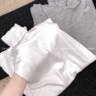衣长60胸围88 刚需 t恤女打底上衣 简约百搭长袖 087 u领水溶