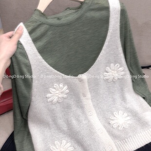 花花马甲 衣长59胸围94 丝羊绒 女 9068 马甲针织衫