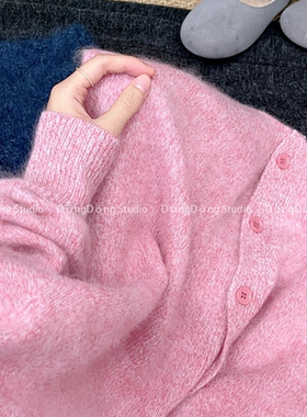 无缝山羊绒！万人迷～[高领拉绒开衫]宽松加厚毛衣花纱外套 9918