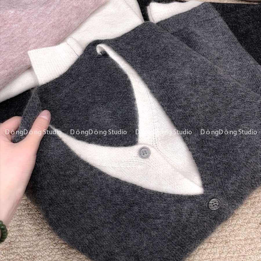 早春新品[时髦精]拼接V领假两件开衫宽松长袖针织衫毛衣外套 9051,女装/女士精品,毛针织衫,淘宝优惠券,粉丝福利购,淘宝优惠卷