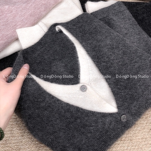 时髦精 毛衣外套 拼接V领假两件开衫 针织衫 9051 宽松长袖 早春新品