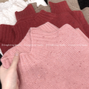 特！售完无补！全毛点子纱高领套头纯色宽松长袖针织衫毛衣 W290