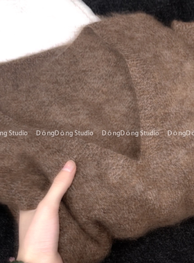 高高货！万人迷！[V领原褐咖]花纱拉绒套头宽松长袖保暖毛衣 9917