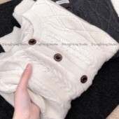 售完无补 麻花圆领开衫 纯色宽松长袖 特 针织衫 女毛衣外套55179