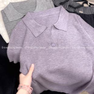 Polo衫 短袖 女时尚 百搭气质款 26010 衣长60胸围84 一粒扣短袖