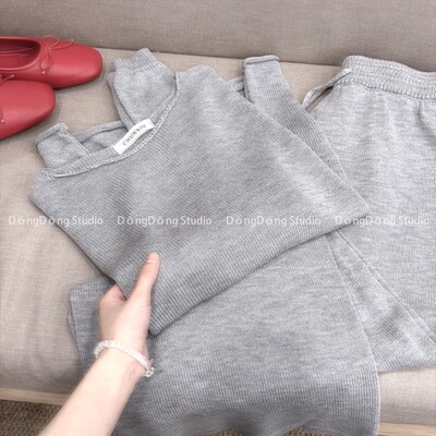 懒人福音～/遛弯套装/针织衫套装女【衣长59胸围100】9078