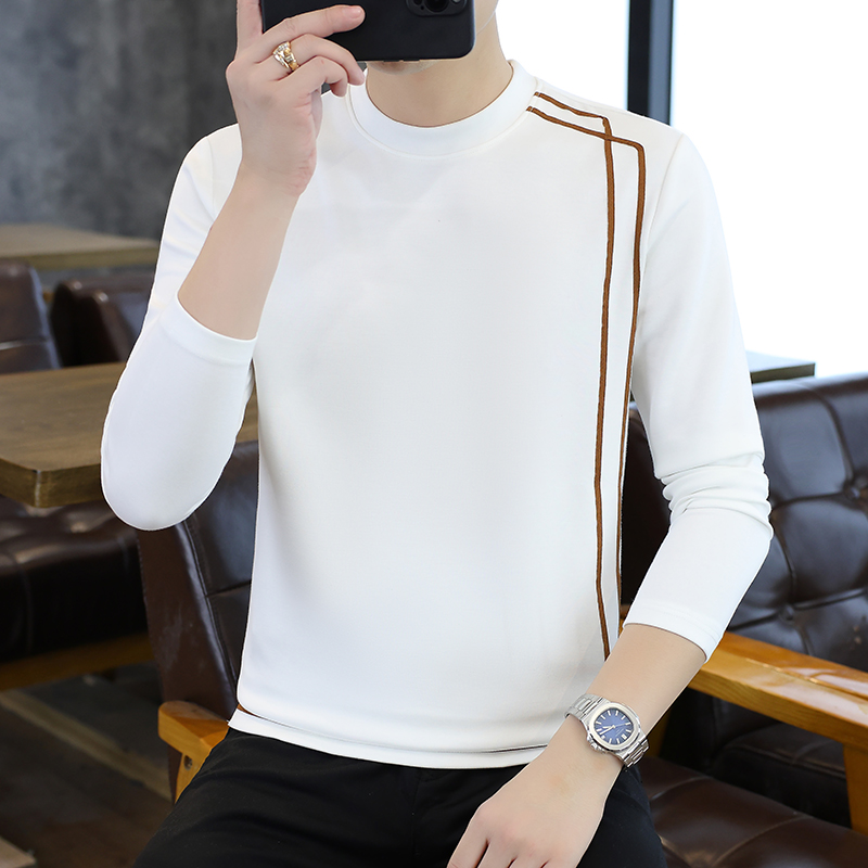 2025秋冬男士休闲加绒加厚卫衣百搭潮流打底衫长袖T桖保暖上衣