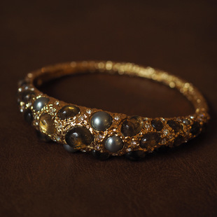 欧美风复古时尚中古vintage鬼才设计师Alexis bittar手镯珍珠宝石