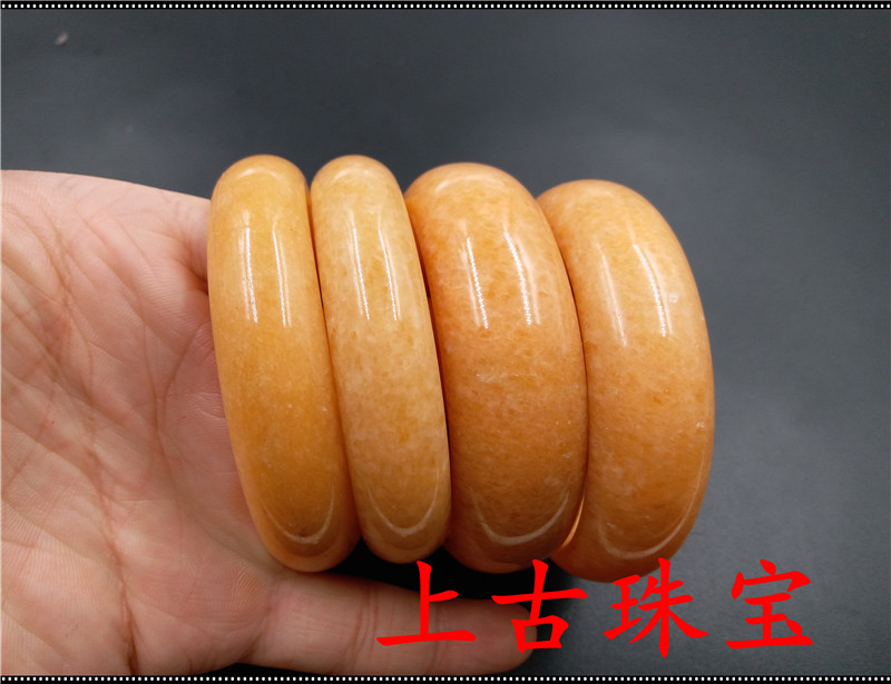 上古珠宝 天然黄龙玉手镯 正品A货米黄玉手镯 女款玉石特价手镯