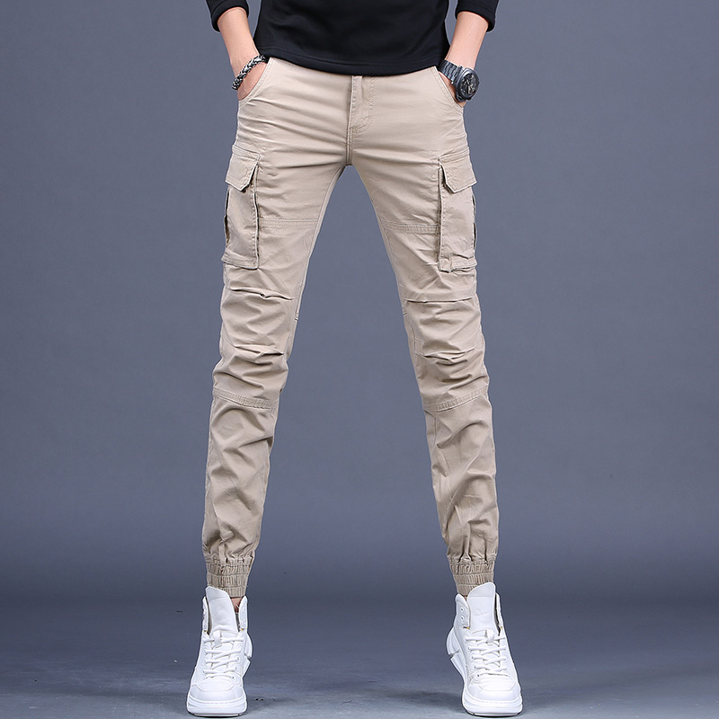 束脚卡其色休闲长裤潮牌韩版潮流