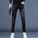 款 修身 2025新款 秋冬季 高端刺绣牛仔裤 男士 休闲潮牌黑色小脚裤 子潮