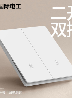 国际电工超薄哑光奶油白色开关插座2二开单控双控家用单开双开