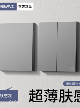 国际电工86型哑光肤感灰色开关插座面板家用墙壁一开双五孔16a