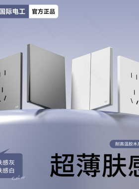 TEP国际电工86型超薄哑光白色开关插座面板家用墙壁一开双五孔16a