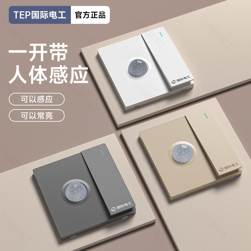 一开双控加人体感应开关图片
