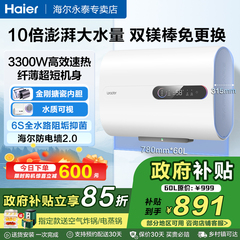 海尔电热水器家用扁桶60升节能速热超薄双胆50L统帅大容量储水式