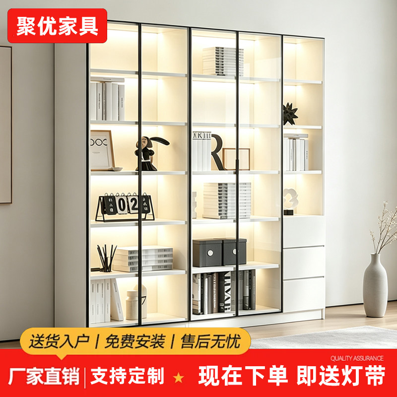 玻璃门手办展示柜客厅靠墙书柜