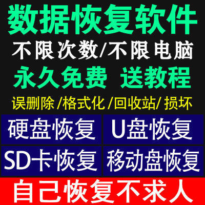 电脑数据恢复软件激活U盘移动硬盘sd卡误删提示格式化注册码损坏