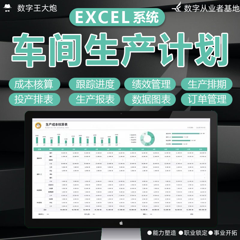 excel表格车间生产计划管理软件投产排期订单记录进度产品成本