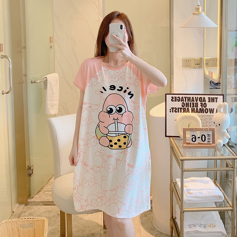 2023年夏天薄款可外穿睡裙女士短袖卡通宽松家居服夏季网红风可爱,女士内衣/男士内衣/家居服,睡裙,淘宝优惠券,粉丝福利购,淘宝优惠卷