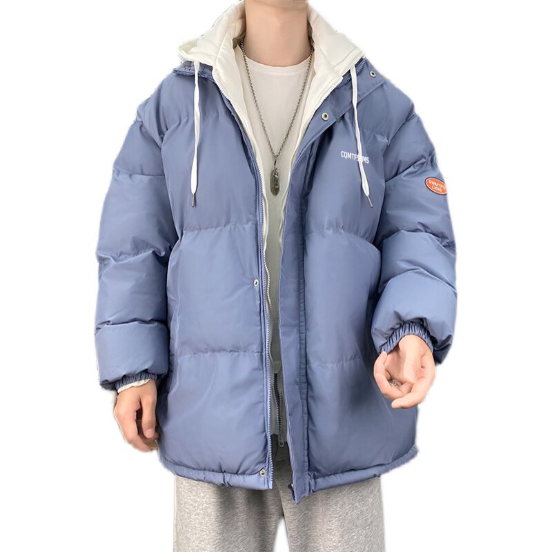 大货到仓！2022港风情侣棉衣男女假两件连帽棉服WT08p75,男装棉衣,星座1508