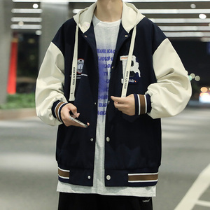日系港风新款夹克男女同款衣服宽松潮牌休闲外套飞行领棒球服P75图片