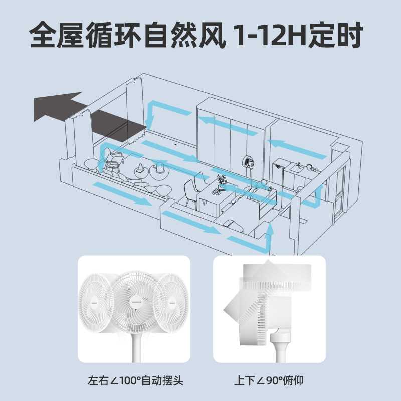 长虹空气循环扇电风扇家用静音遥控落地立式涡轮电扇台式宿舍风扇