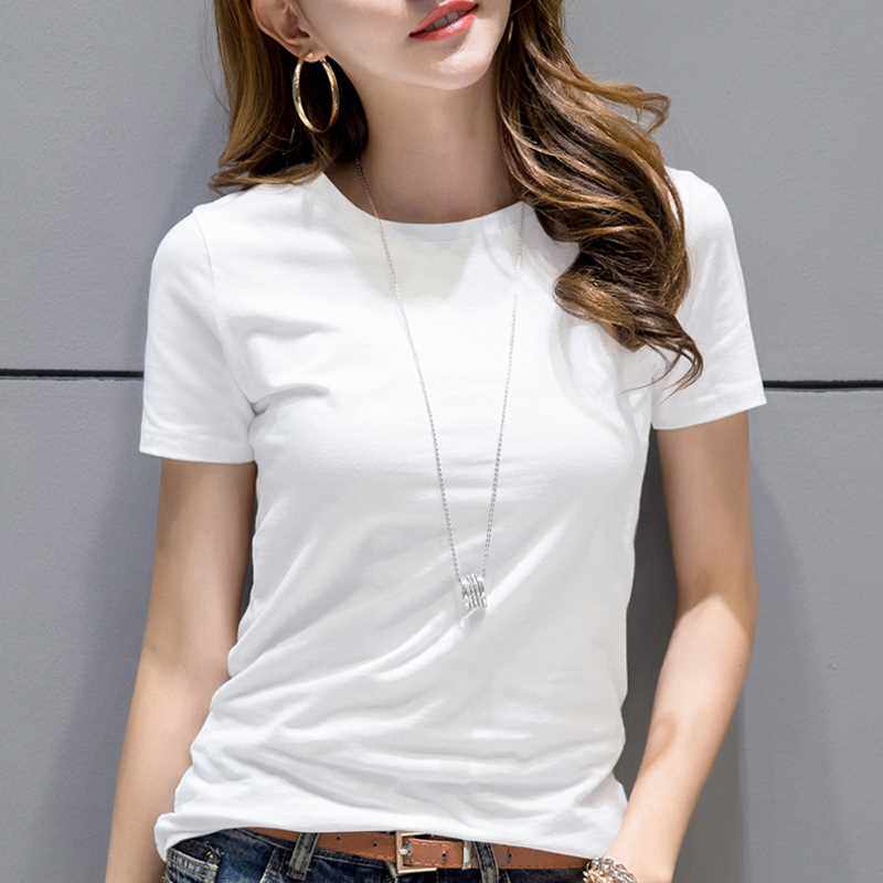 【2件49元】2021新款白色t恤女短袖宽松夏装纯棉韩版半袖上衣体恤