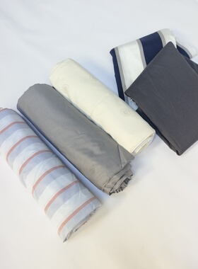 简约纯棉40S单人被套拉链式素色条纹被罩学生宿舍家用160*210cm