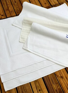 尾货清仓！100%纯棉白色地垫家用酒店宾馆民宿可机洗地巾吸水耐洗