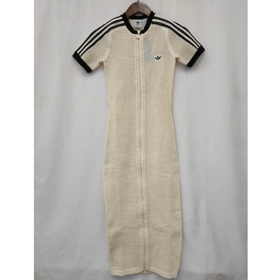 正品 adidas Originals Crochet Dress 华夫格 女修身长裙 JD1074