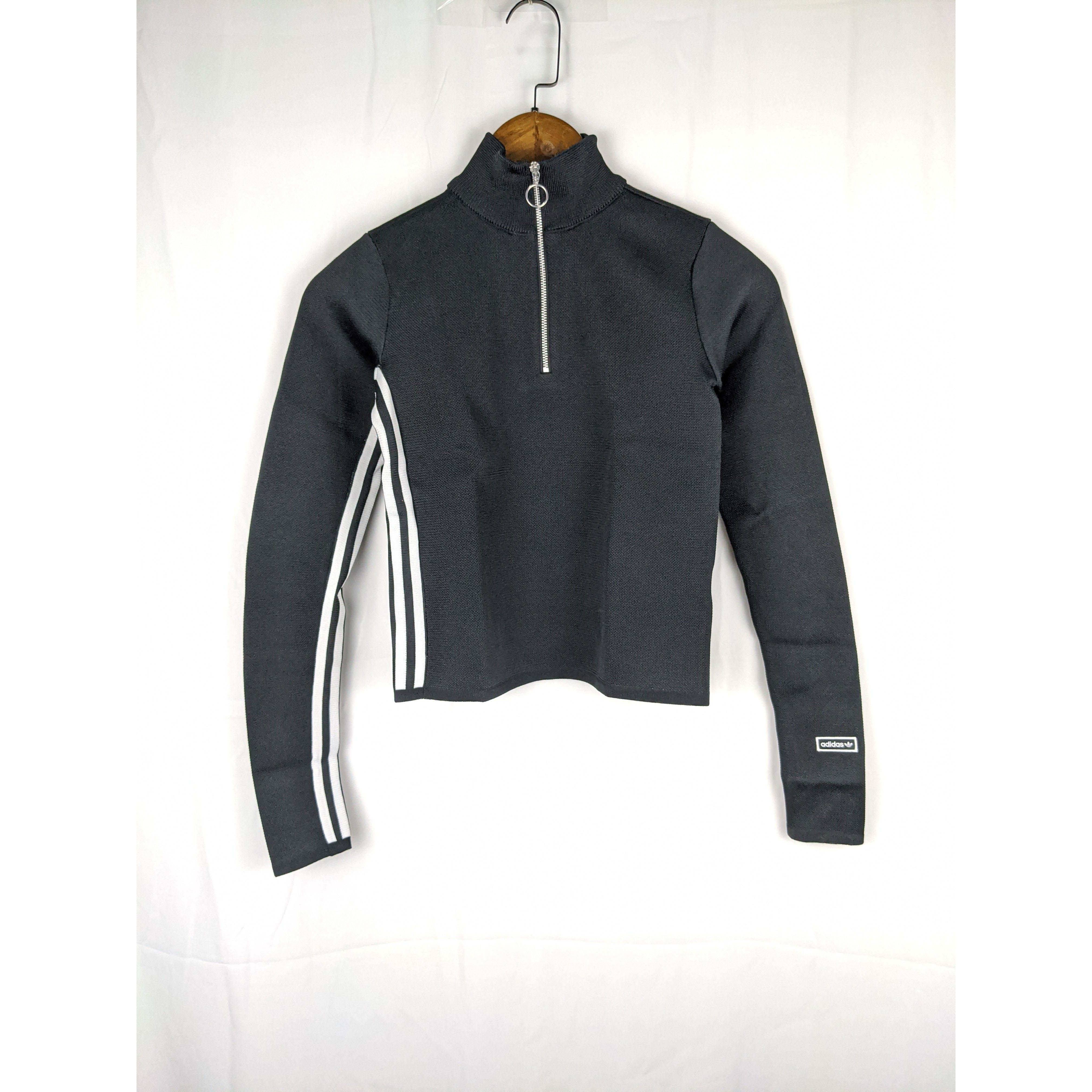 adidas三条纹立领不规则针织卫衣
