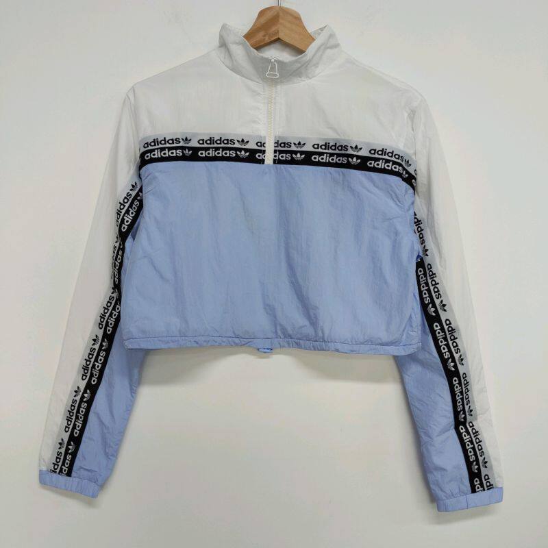 ADIDAS TAPE HALF ZIP 女子双标串标高腰短款卫衣防晒服 EH8714