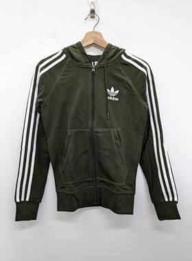 ADIDAS/三叶草 女子大童中小学生运动拉链连帽外套 DP9040