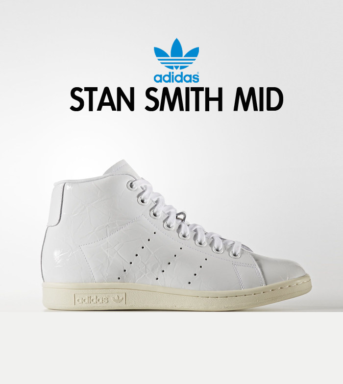 ADIDAS STAN SMITH MID W 女子小白鞋全皮做皱高帮休闲鞋 BB0109