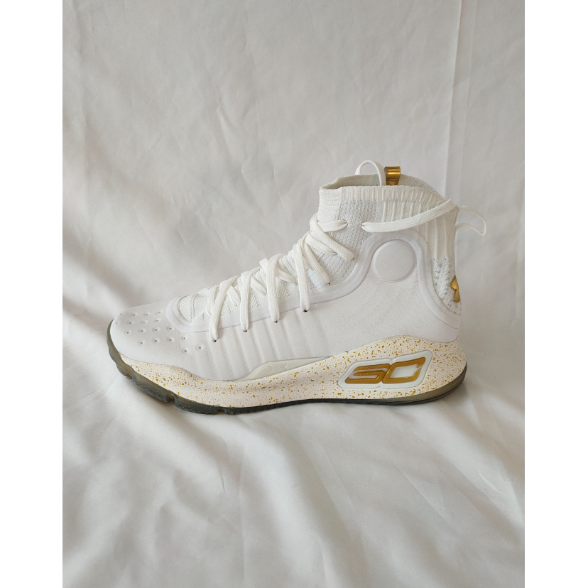 正品 绝版 安德玛 UA CURRY 4 库里白金男高帮篮球鞋 1298306-111