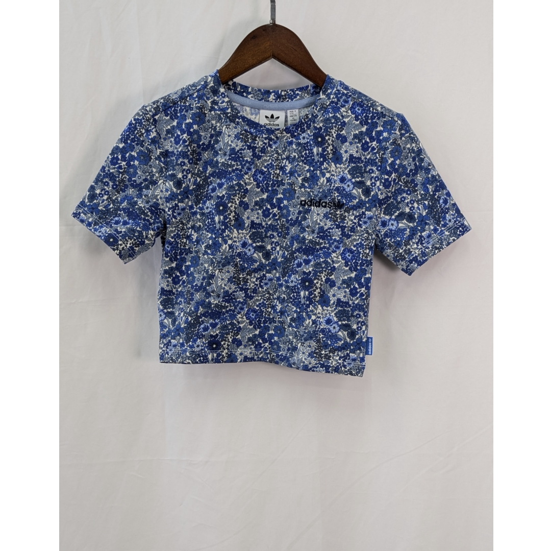 正品 联名 Liberty London x adidas Tonal Baby Tee 碎花 露脐装