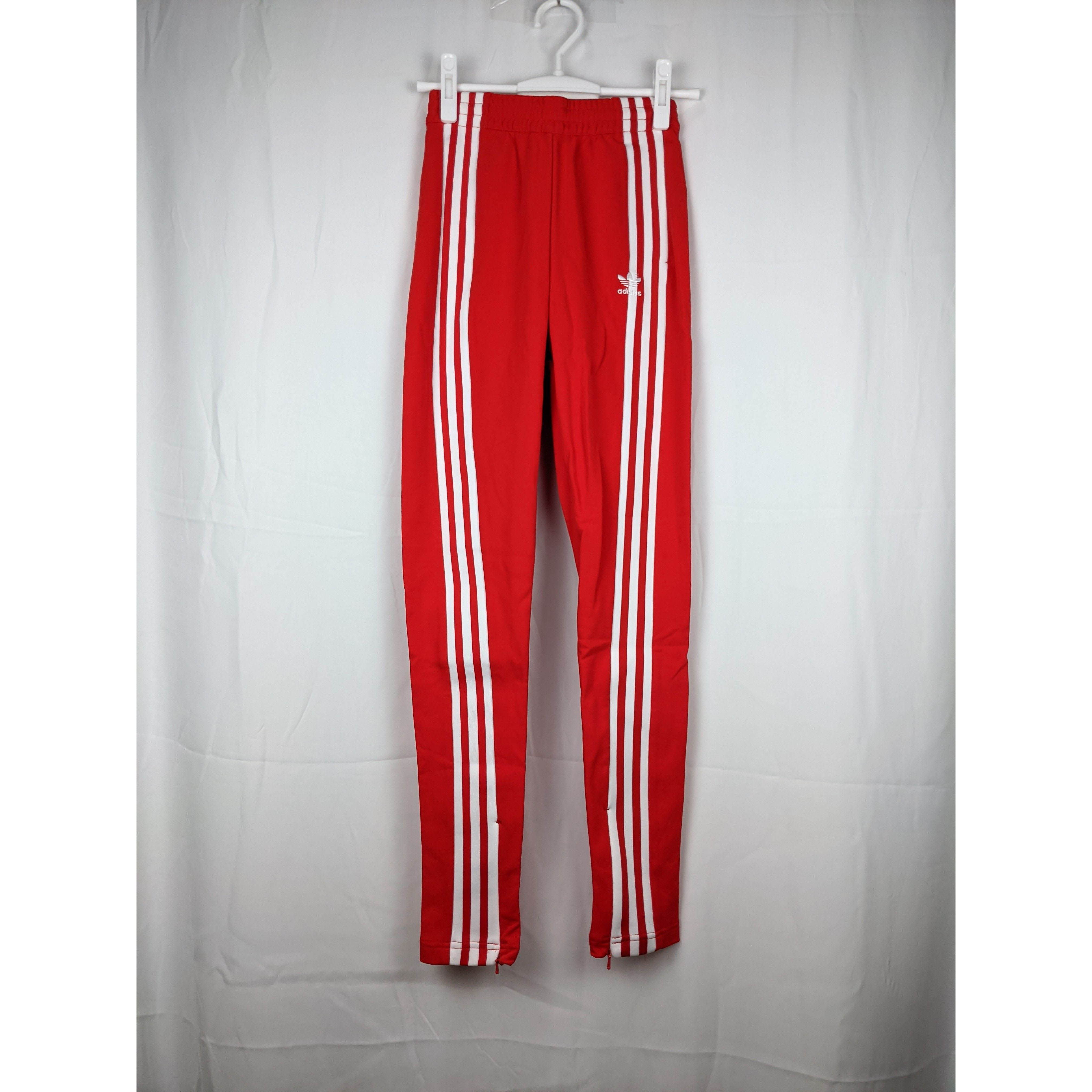三叶草 adidas originals TRACK PANTS 女子紅色運動長褲 DH2716