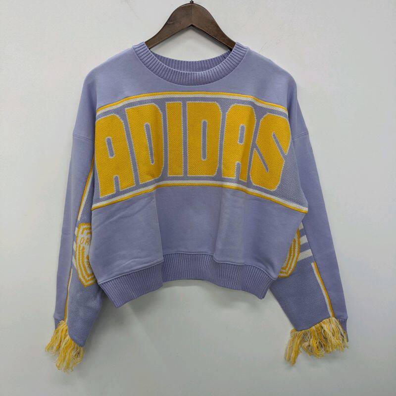 正品 三叶草 女子休闲撞色设计师款流苏针织衫卫衣 ED7646 ED7649
