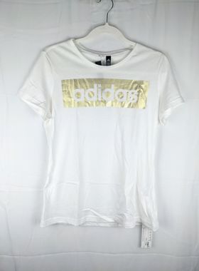 阿迪达斯 ADIDAS LINEAR FOIL TEE 女子健身训练休闲短袖 CD1981