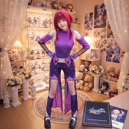 江湖不良蚩梦cos修身紫色苗疆服