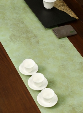 中式垫布 轻奢绢本茶席 防水茶桌布 茶道桌旗茶室 柜旗宋代美学