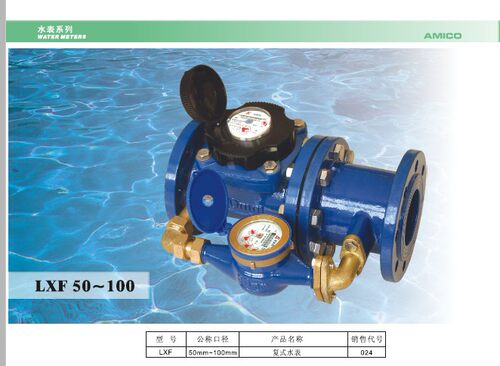 埃美柯复式水表024 LXF-E 子母表 法兰水表DN50 80 100 2寸3寸4寸