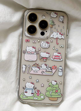日系kt猫咪适用苹果12/13/14/15/16/17proMax少女手机壳软iPhone15/xr可爱