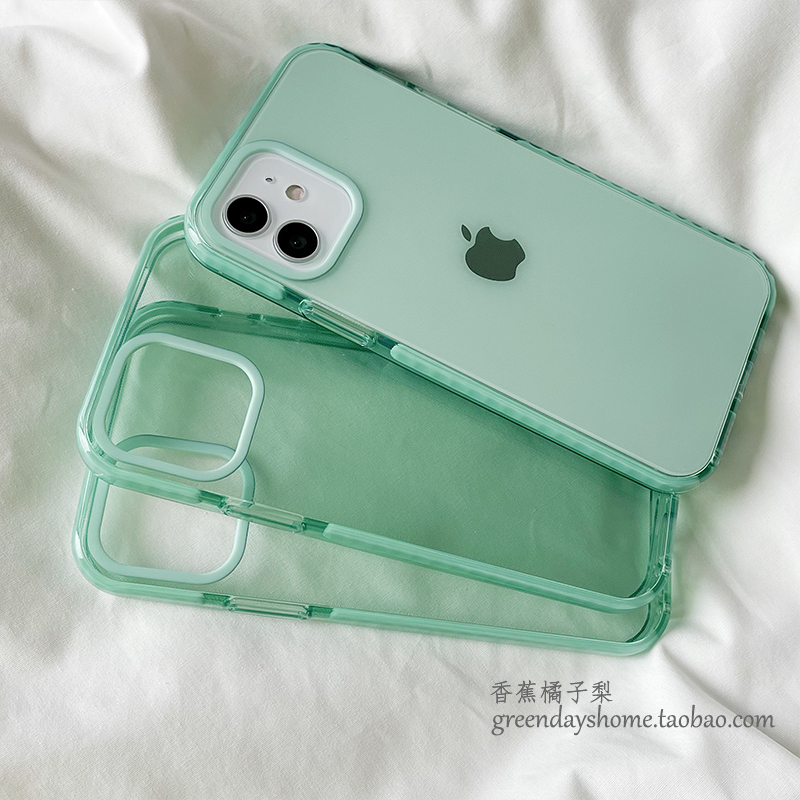 苹果夏日清新薄荷绿情侣风手机壳